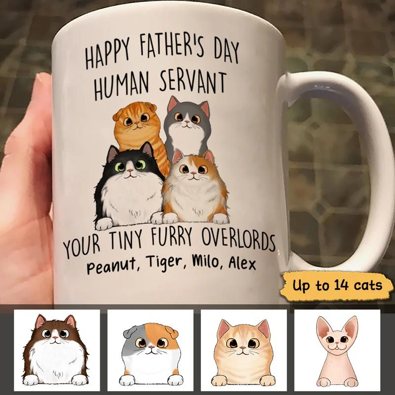 stylish coffee mugs for birthday gifts -Happy Father‘s Day Human Servant Gift For Cat Dad Personalized Mug