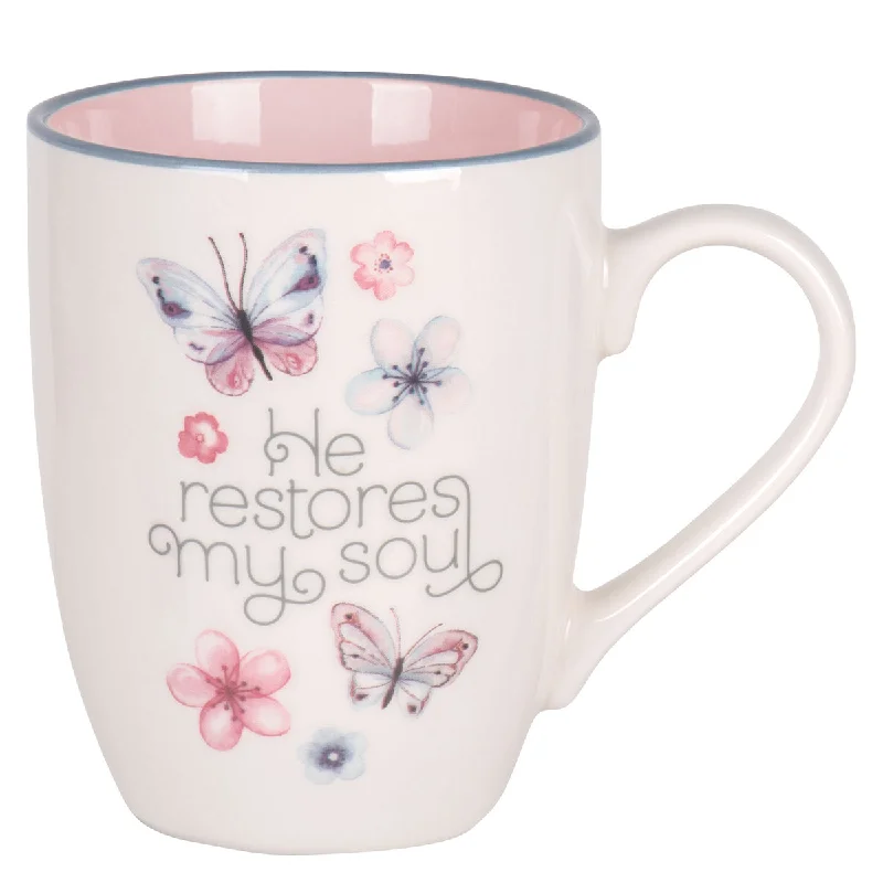 luxury insulated coffee tumblers -He Restores my Soul Ceramic Mug