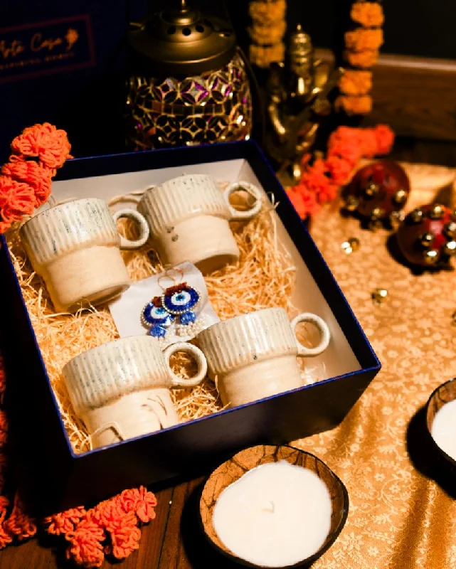 luxury tea mugs for gifts -Heritage Bliss Ceramic Mugs Diwali Gift Box Set