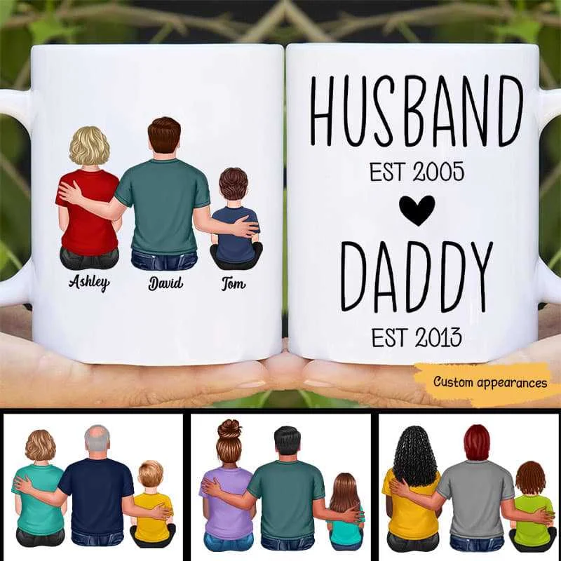 insulated mugs with custom logo -Husband Daddy Est Father‘s Day Gift Personalized Mug