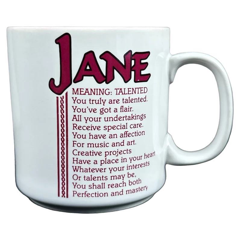 stainless steel coffee tumblers with photo -JANE Poetry Name Pink Interior Mug Papel