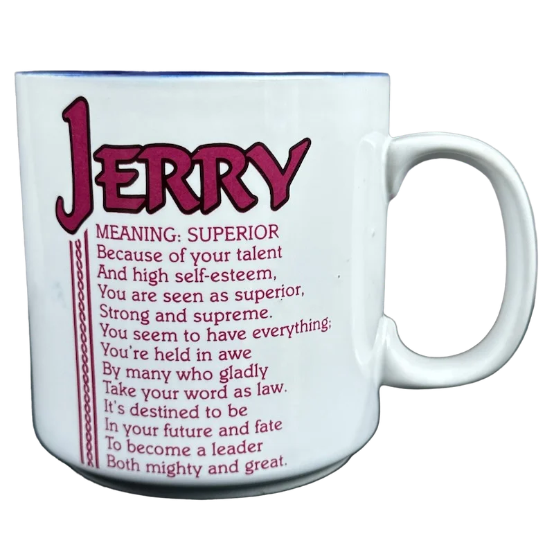 glass tea mugs with custom quotes -JERRY Poetry Name Dark Blue Interior Mug Papel