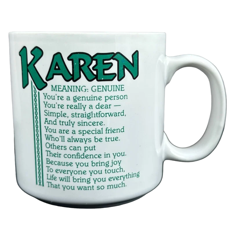 custom ceramic mugs with logo -KAREN Poetry Name Green Interior Mug Papel