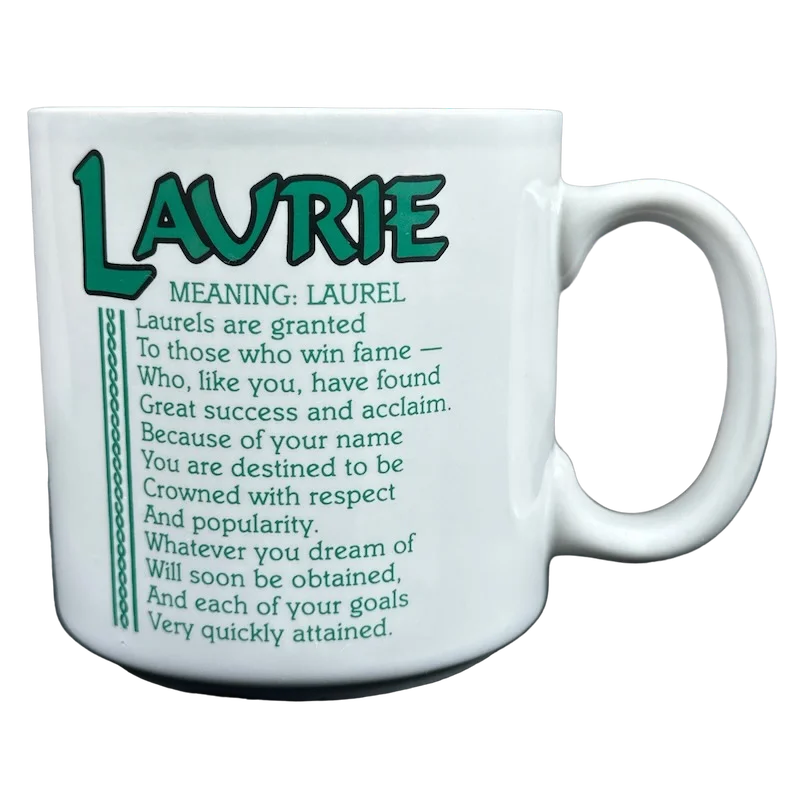 funny ceramic mugs for home -LAURIE Poetry Name Green Interior Mug Papel