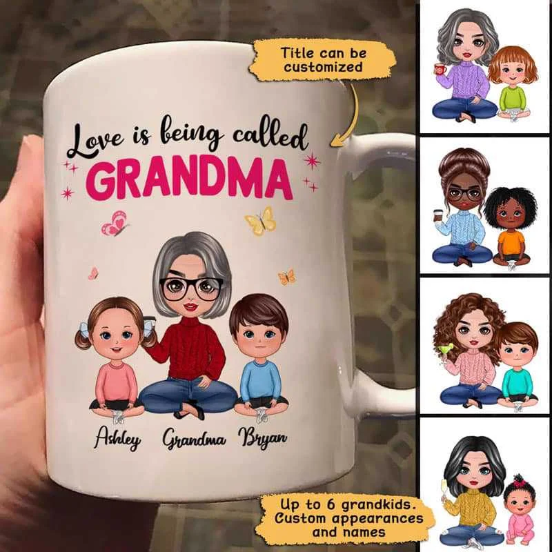 high quality travel coffee mugs -Love Is Being Called Doll Grandma And Grandkids Personalized Mug