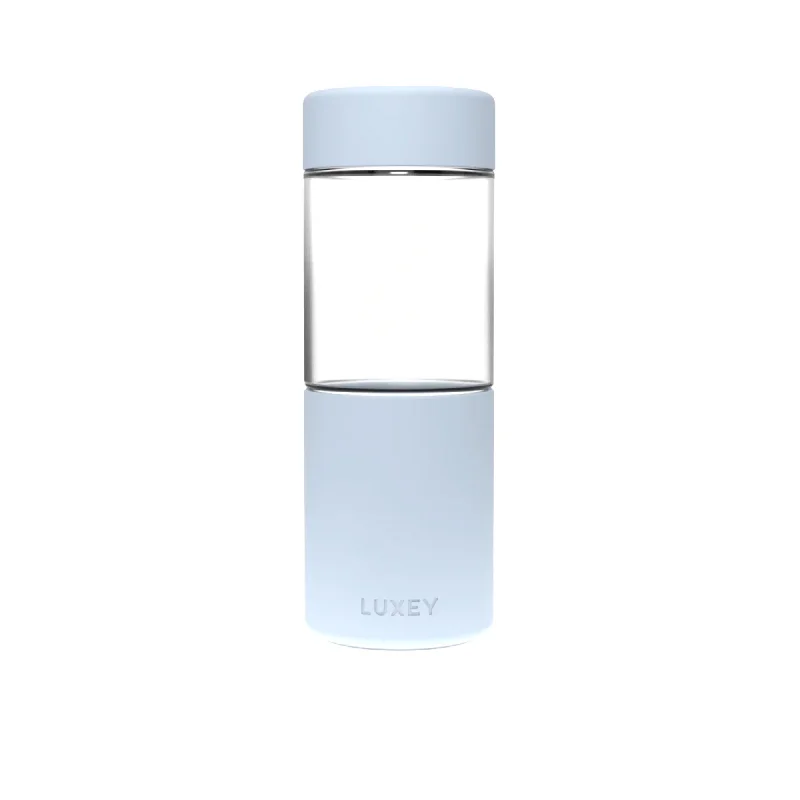 insulated tea tumblers with logo -Luxey Cup Glass Coffee and Smoothie Cup 473ml (16oz) Linen Blue