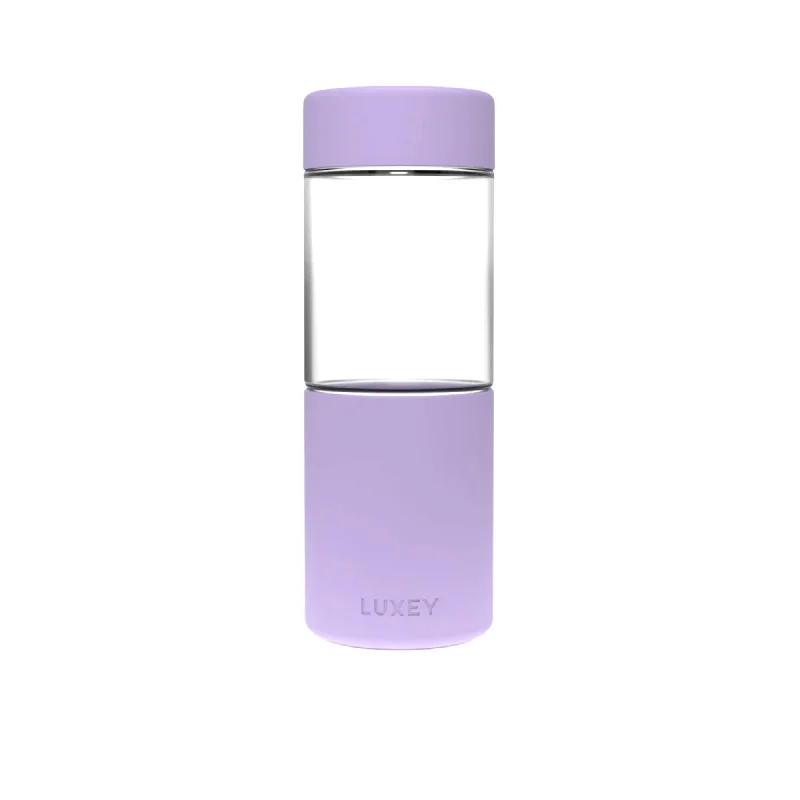 stainless steel cups with custom design -Luxey Cup Glass Coffee and Smoothie Cup 473ml (16oz) Sparkles Purple