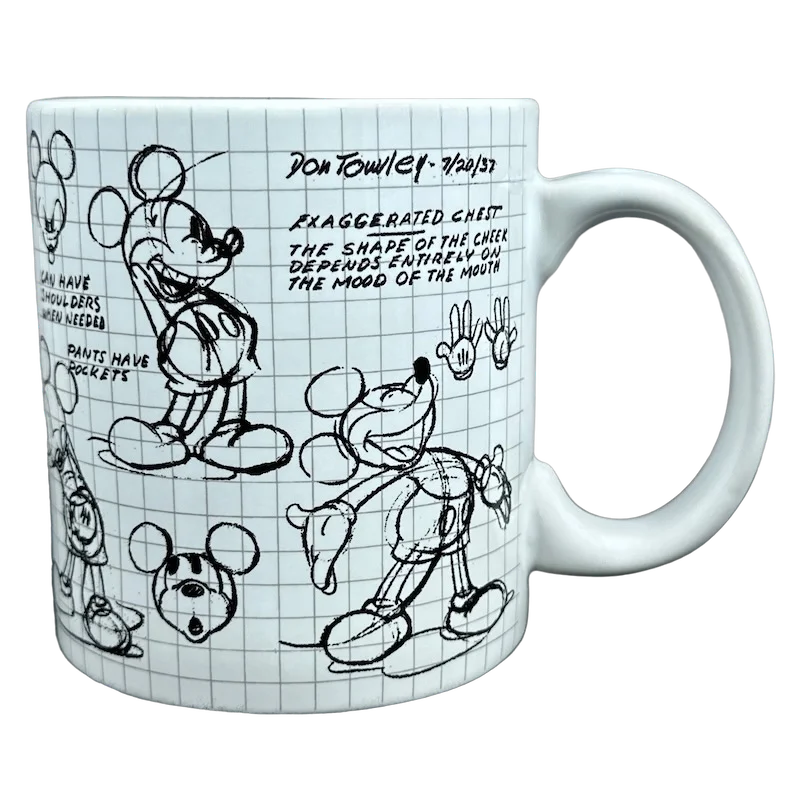 custom engraved coffee cups for gifts -Mickey Mouse Sketch Book Don Towley Mug Disney