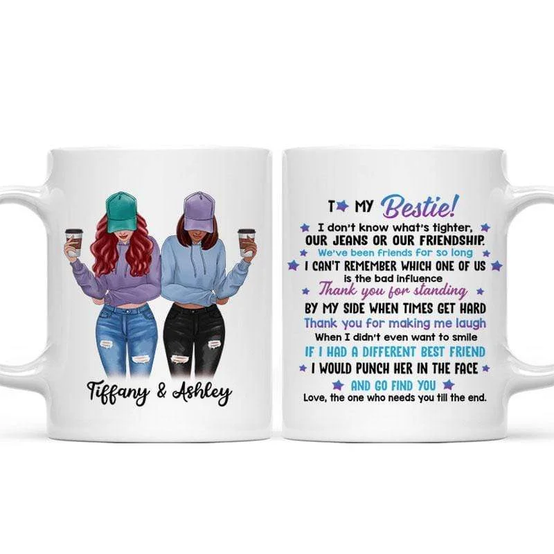 best coffee mugs for travel -Modern Girls Front View To My Bestie Gift For Besties Sisters Siblings Personalized Mug