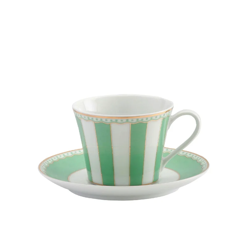 glass travel mugs with designs -Noritake Carnivale Cup and Saucer 220ml Apple Green