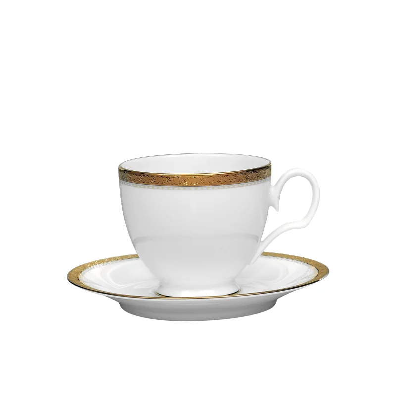 cute ceramic mugs with personalized design -Noritake Charlotta Gold Cup and Saucer 250ml