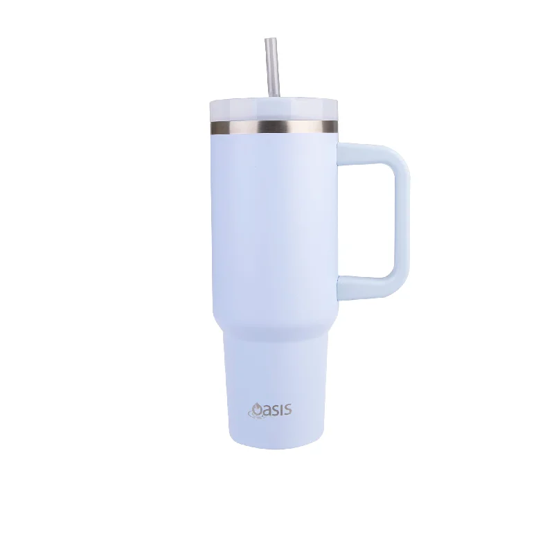 clear glass mugs for coffee -Oasis Stainless Steel Double Wall Insulated Commuter Travel Tumbler 1.2 Litre Periwinkle