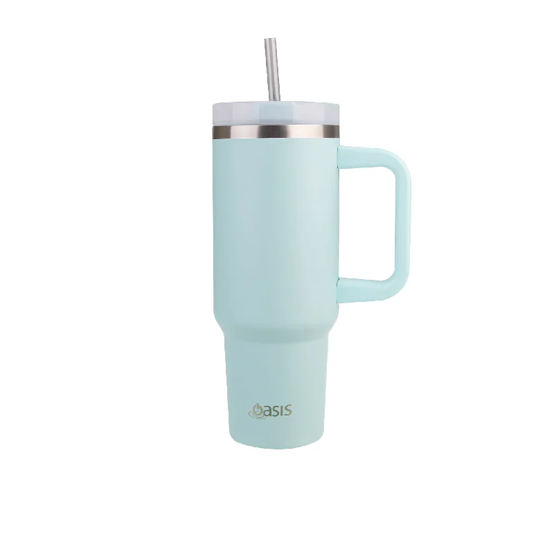 cute travel tumblers for gifts -Oasis Stainless Steel Double Wall Insulated Commuter Travel Tumbler 1.2 Litre Sea Mist