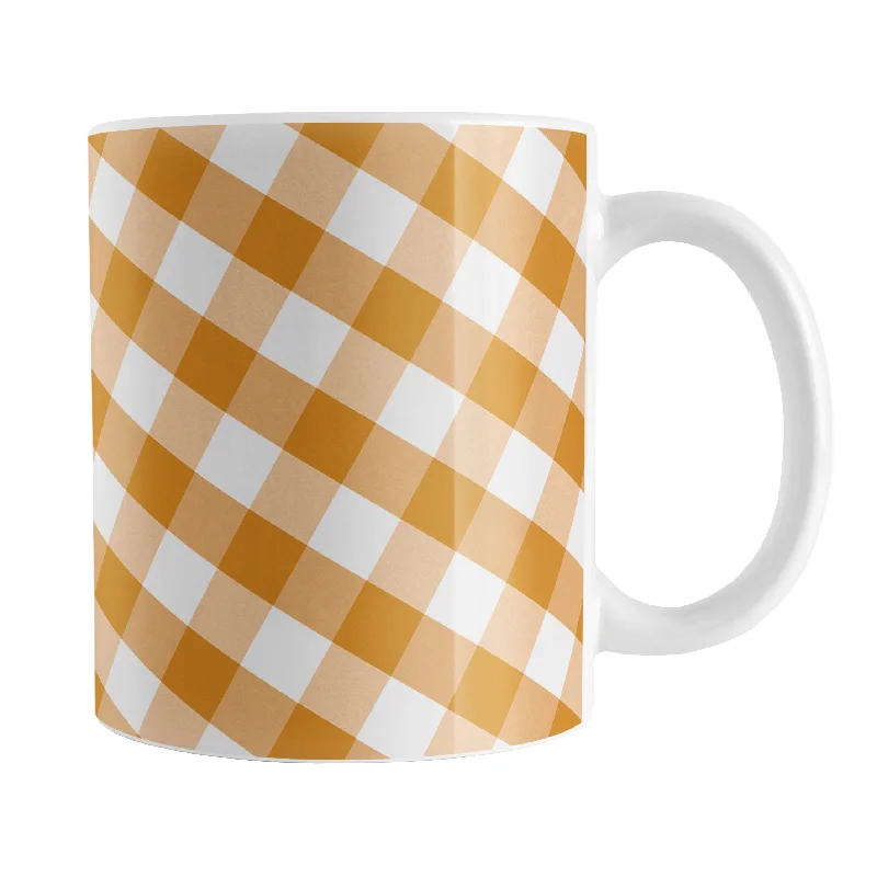 eco mugs with personalized designs -Orange Gingham Mug