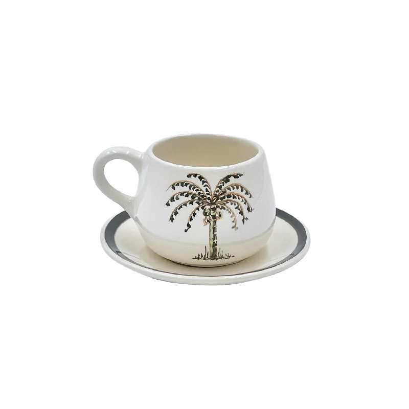 stylish coffee mugs with names -Palm Coffee Cup & Saucer