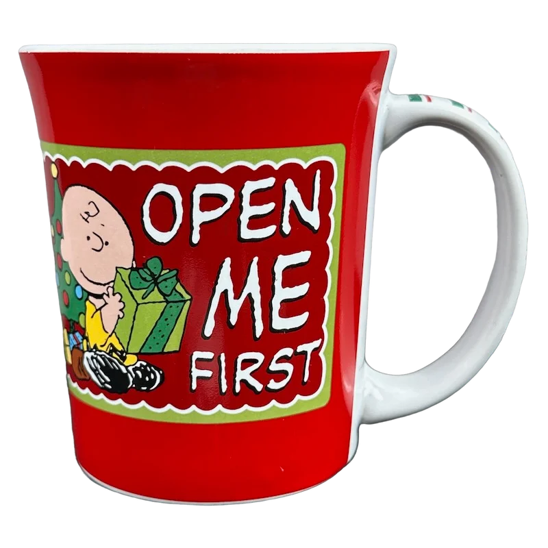 best ceramic coffee cups for office -Peanuts Charlie Brown & Snoopy Open Me First Mug Gibson