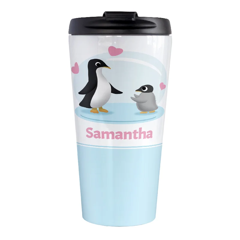 coffee cups with your favorite quote -Personalized My Little Penguin Travel Mug