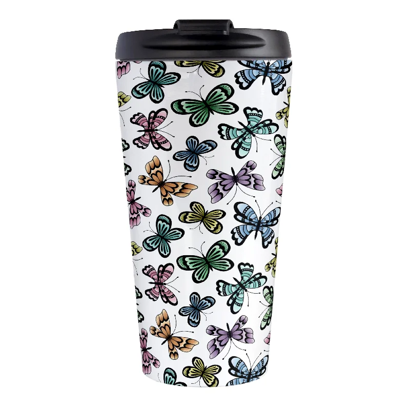 custom logo coffee mugs for gifts -Pretty Butterfly Pattern Travel Mug