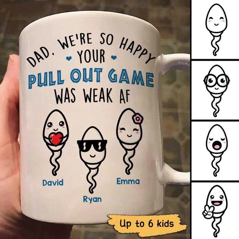 large ceramic mugs for gifts -Pull Out Game Weak AF Funny Gift For Dad Personalized Mug