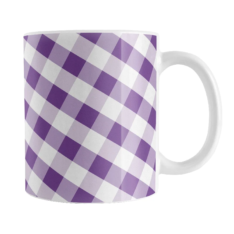 personalized coffee mugs with design -Purple Gingham Mug