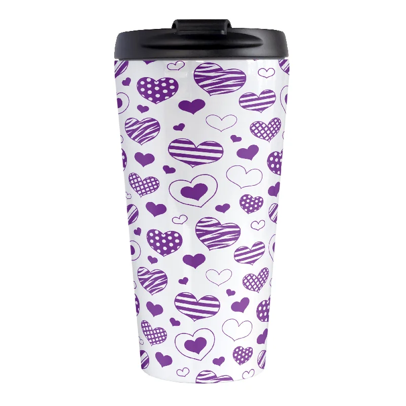 unique coffee tumblers for gifts -Purple Heart Doodles Travel Mug