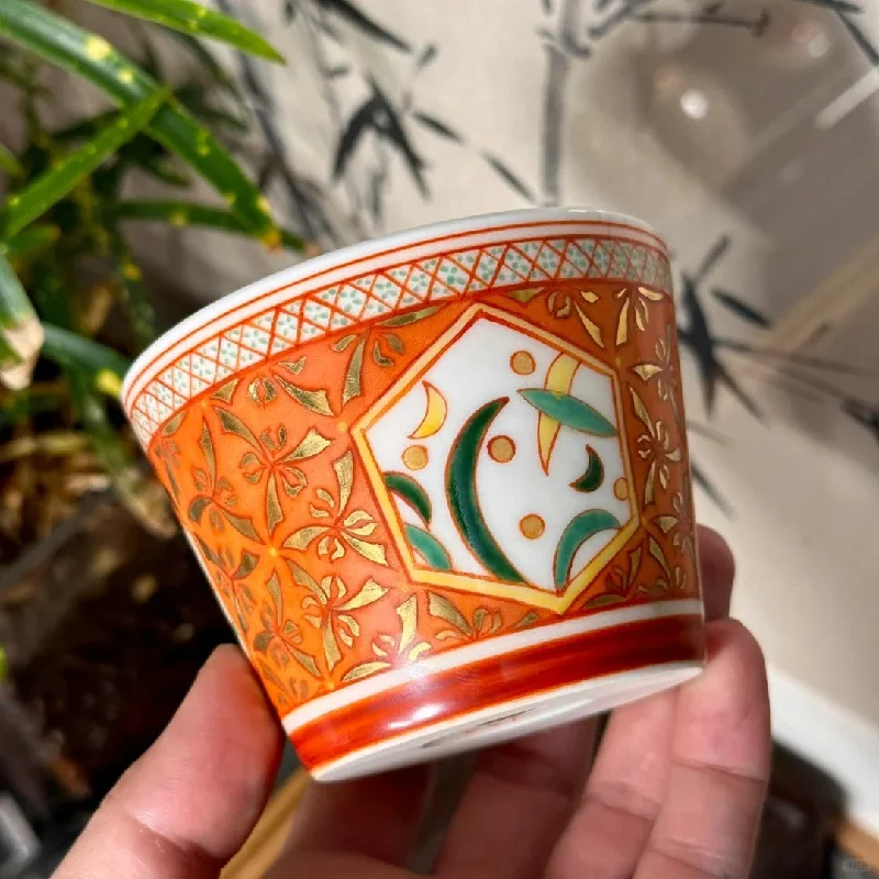 unique travel coffee mugs for gifts -[清和堂 x Gohobi Gallery] Hand-painted Golden Orange Orchid Tea Cup Coffee Cup