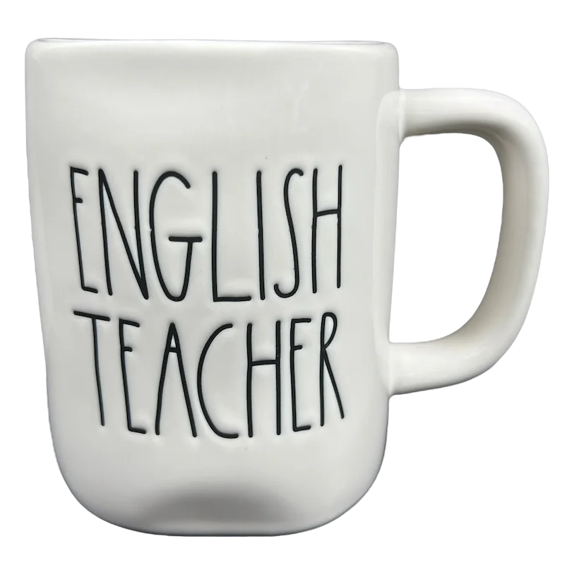 coffee cups with fun designs -Rae Dunn Artisan Collection ENGLISH TEACHER Mug Cream Interior Magenta