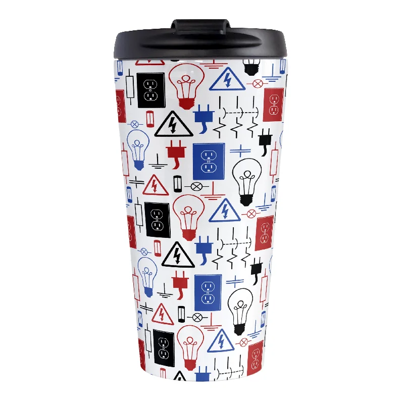 high quality coffee cups for gifts -Red Blue Electrical Electrician Travel Mug