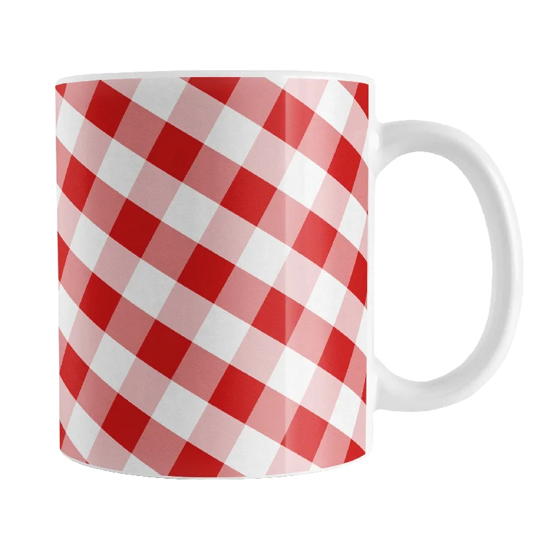 personalized travel tumblers with logo -Red Gingham Mug