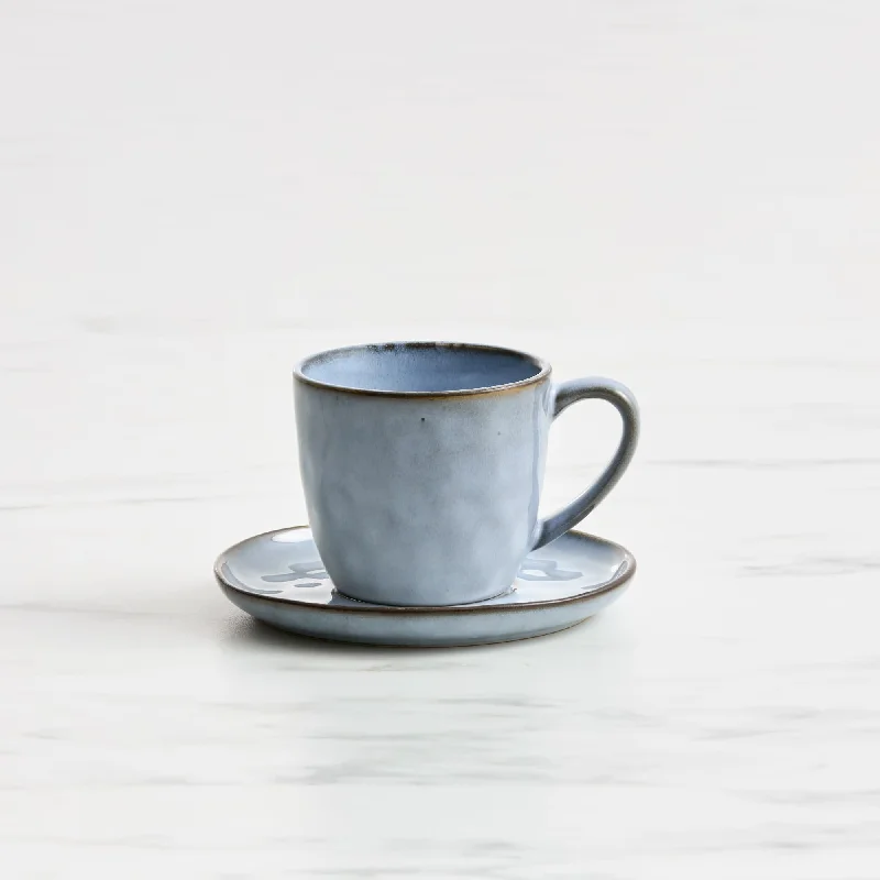 personalized ceramic tea cups -Salisbury & Co Baltic Cup and Saucer 280ml in Blue/Grey