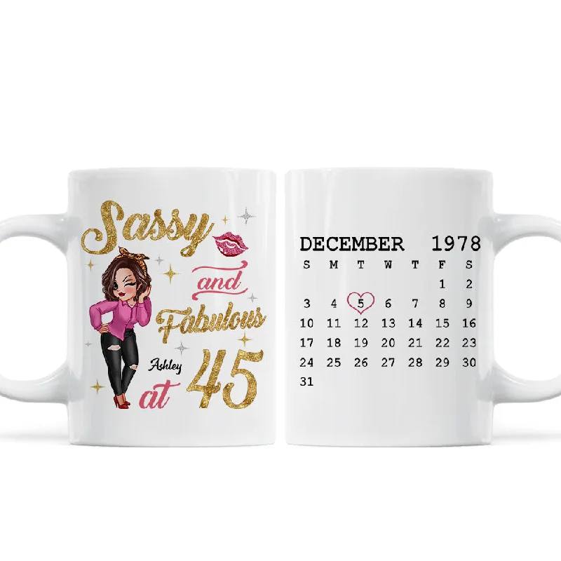 personalized coffee mugs for friends -Sassy & Fabulous Birthday Calendar Pretty Woman Personalized Mug