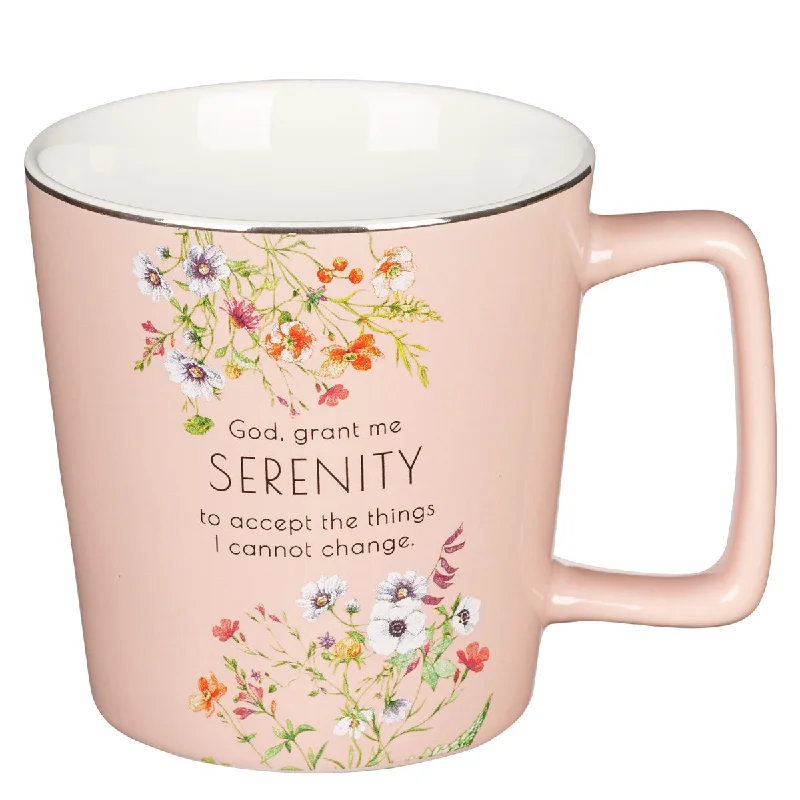 personalized mugs for birthday celebrations -Serenity Prayer Pink Ceramic Mug