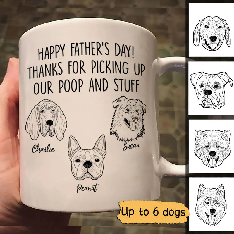 ceramic mugs with beautiful patterns -Simple Dog Head Outline Happy Father‘s Day Dog Dad Gift Personalized Mug