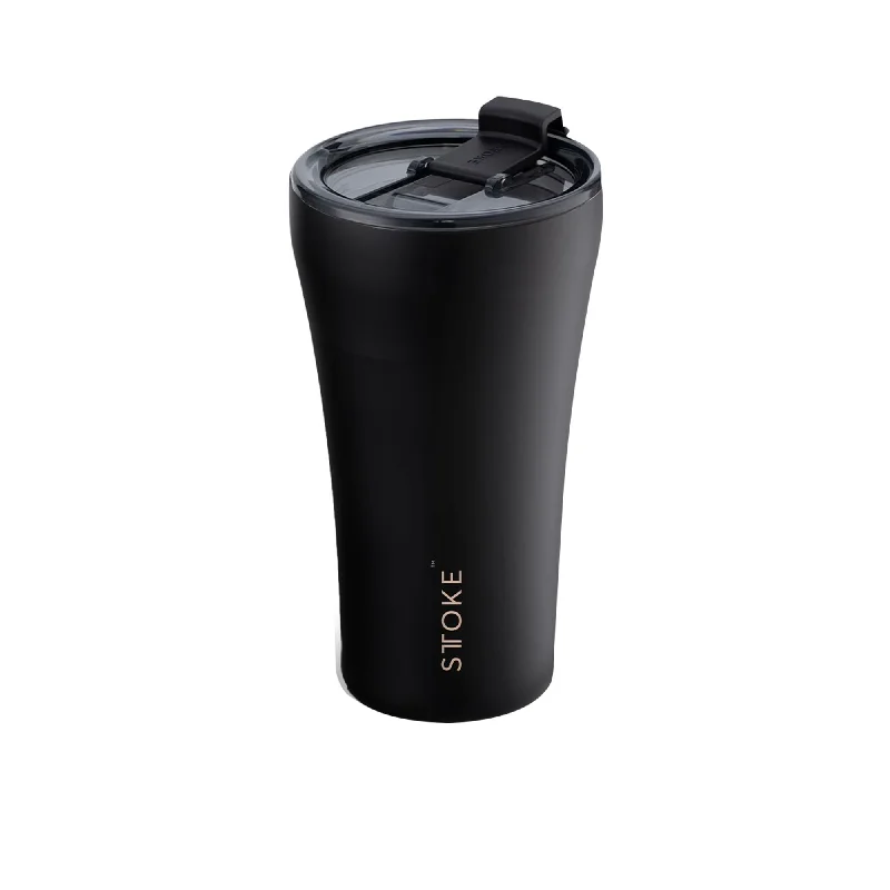 custom insulated coffee cups for gifts -Sttoke Ceramic Reusable Coffee Cup 350ml Luxe in Black