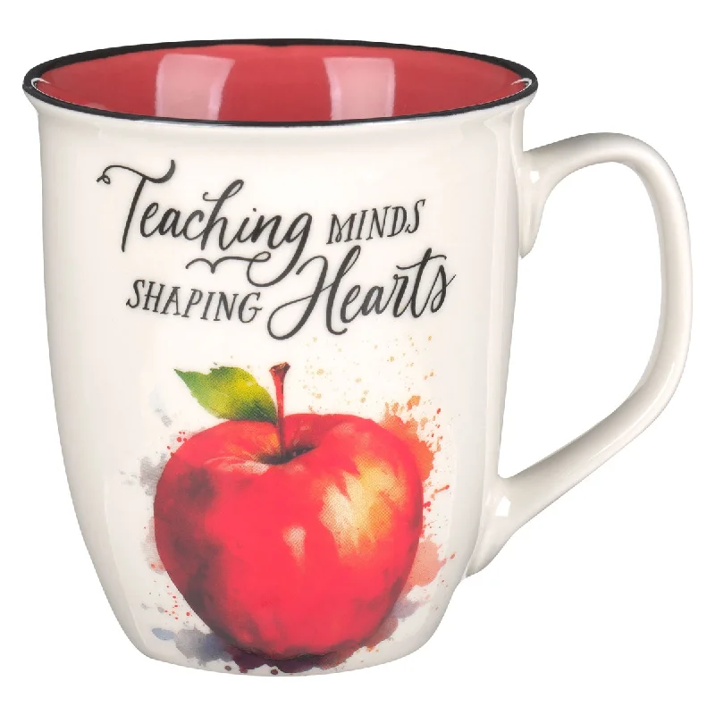 travel mugs with lid and straw -Teaching Minds, Shaping Hearts Ceramic Mug with Red Interior