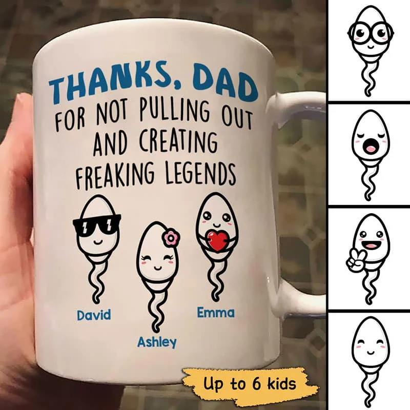 large coffee mugs with funny sayings -Thanks Dad For Not Pulling Out Little Cute Kids Funny Father's Day Gift For Dad Personalized Mug