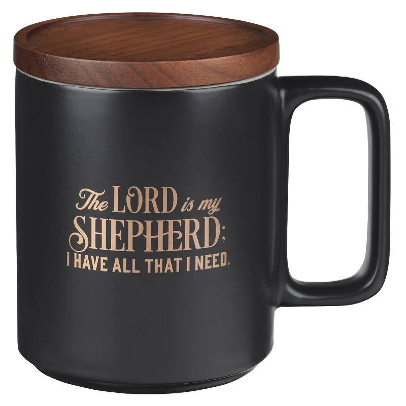 funny coffee mugs for friends -The Lord Is My Shepherd I Have All That I Need Ceramic Mug with Acacia Lid