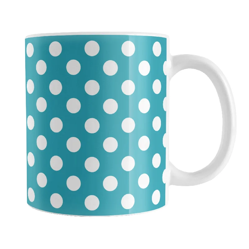 personalized coffee mugs with name and photo -Turquoise Polka Dot Mug