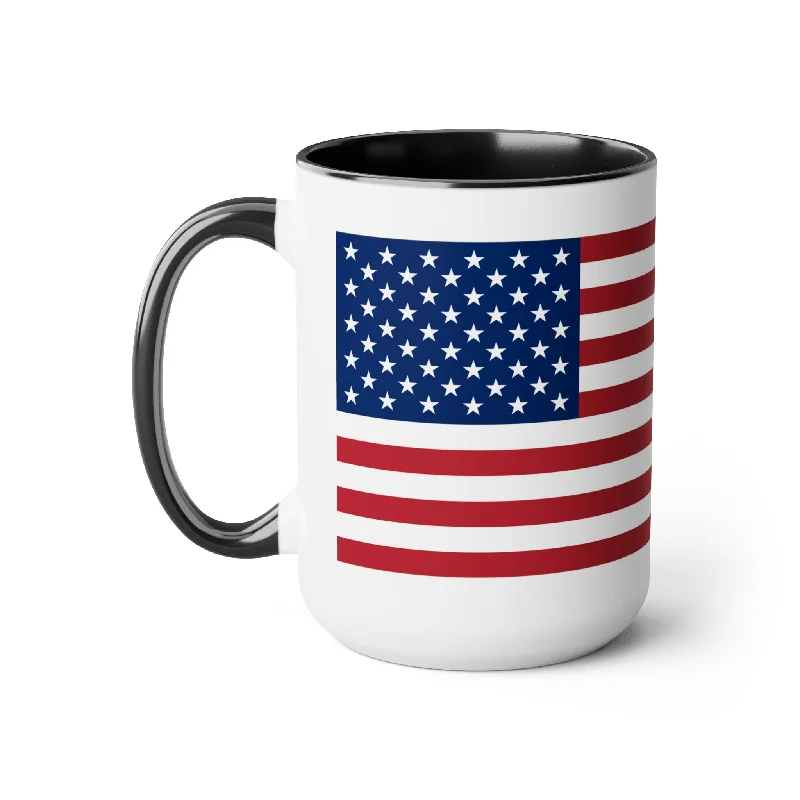 best custom mugs for work -Two-Tone American Flag Coffee Mugs, 15oz