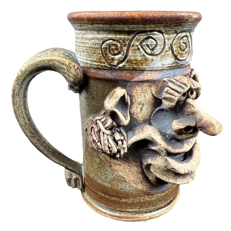 unique travel coffee mugs for camping -Ugly Face Pottery Detailed 3D Face Long Nose Mug