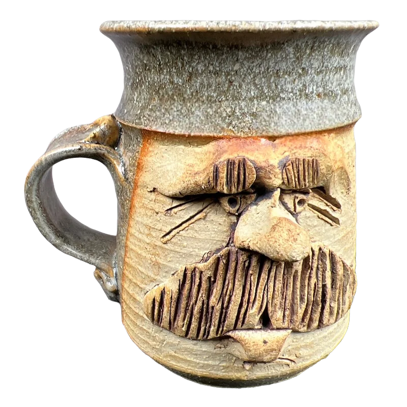 cute coffee cups for kids -Ugly Face Pottery 3D Man With Mustache Mug