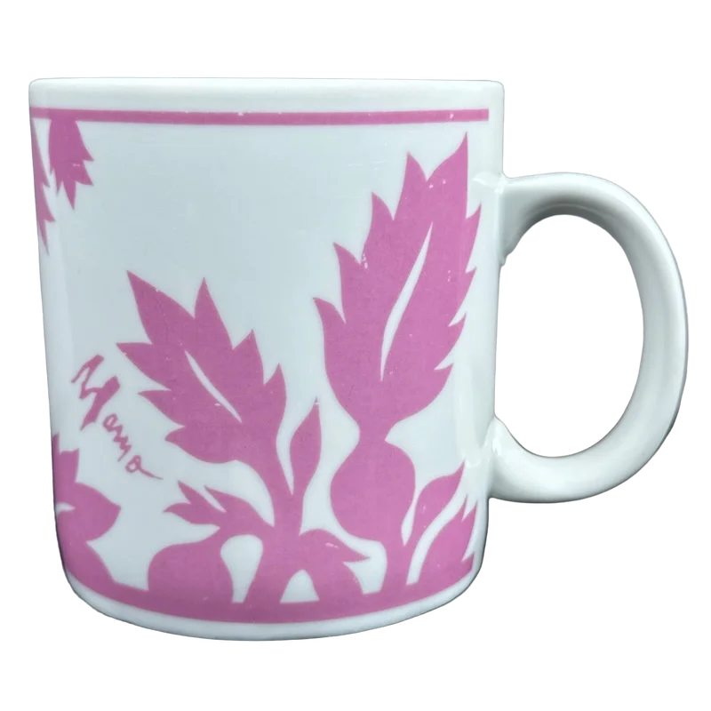 high quality glass coffee mugs -ULU Mamo Pink Floral Mug With Pink Trim Worldwide Distributors