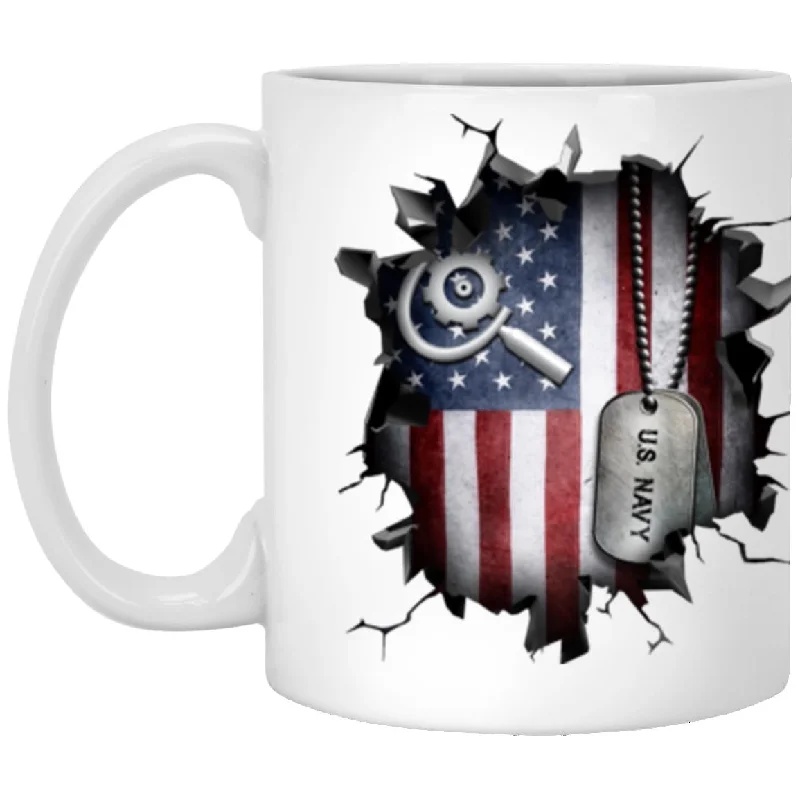 funny ceramic mugs with personal photos -US Navy Machinery repairman Navy MR 3D Break Effect