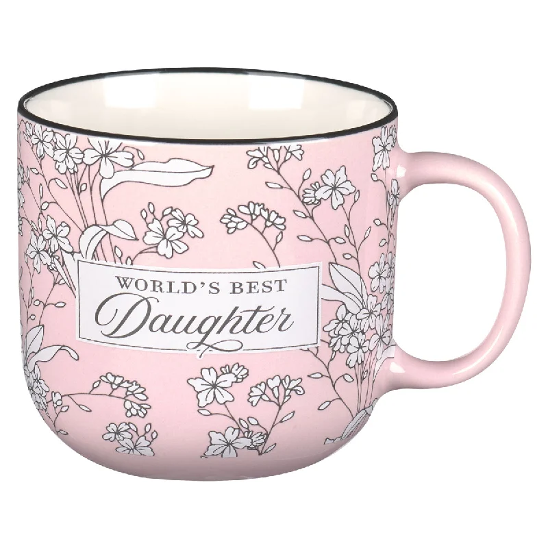 personalized ceramic travel cups -World's Best Daughter Pink Ceramic Mug