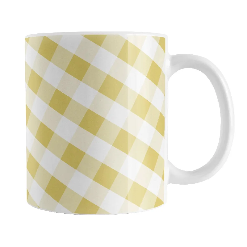 personalized travel mugs for gifts -Yellow Gingham Mug