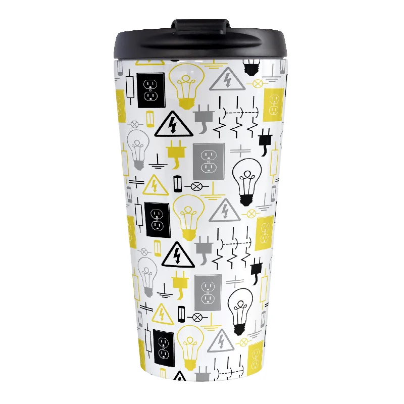 cute travel mugs for hot drinks -Yellow Electrical Electrician Travel Mug