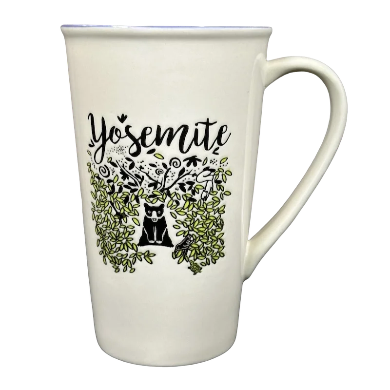 coffee mugs for team gifts -Yosemite National Park Etched Bear Among Foliage Tall Mug