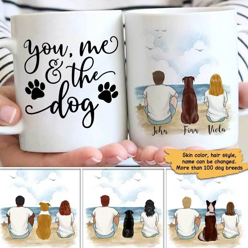 custom coffee cups with logo for gifts -You & Me And The Dog Personalized Dog Mom Dad Couple Coffee Mug