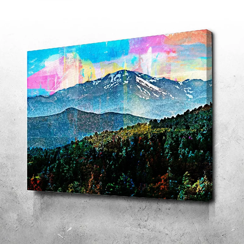 large abstract coastal paintings-Abstract Pikes Peak Canvas Set