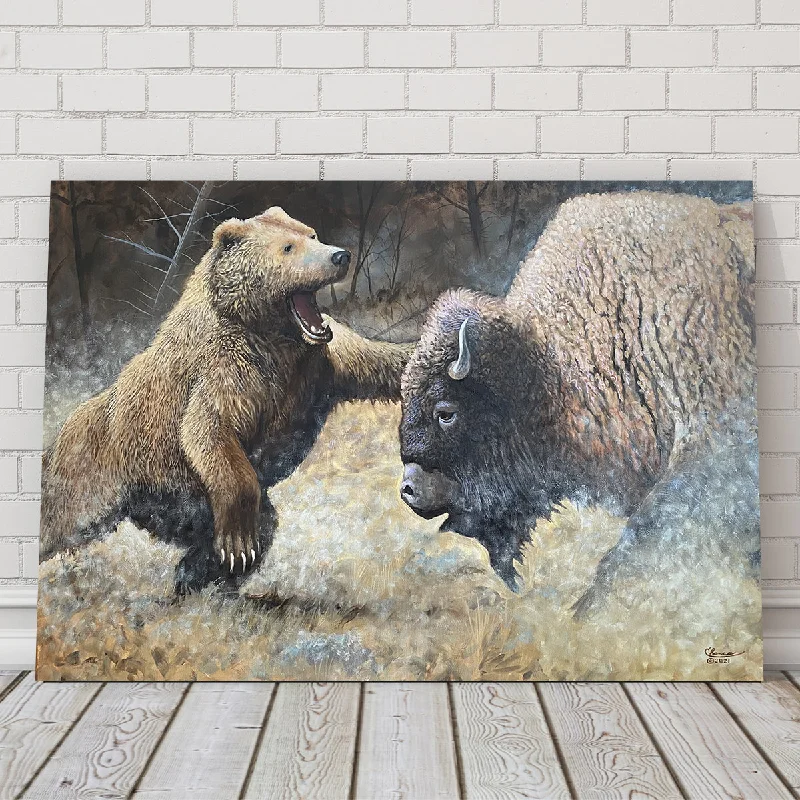 hand-painted tropical abstract paintings-Bear and Buffalo